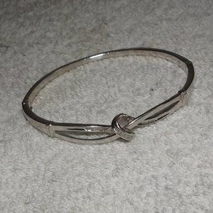 925 Sterling Diamond Infinity Knot Bangle Bracelet